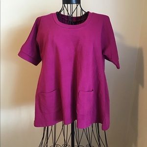 AGNES & DORA pocketed pullover berry